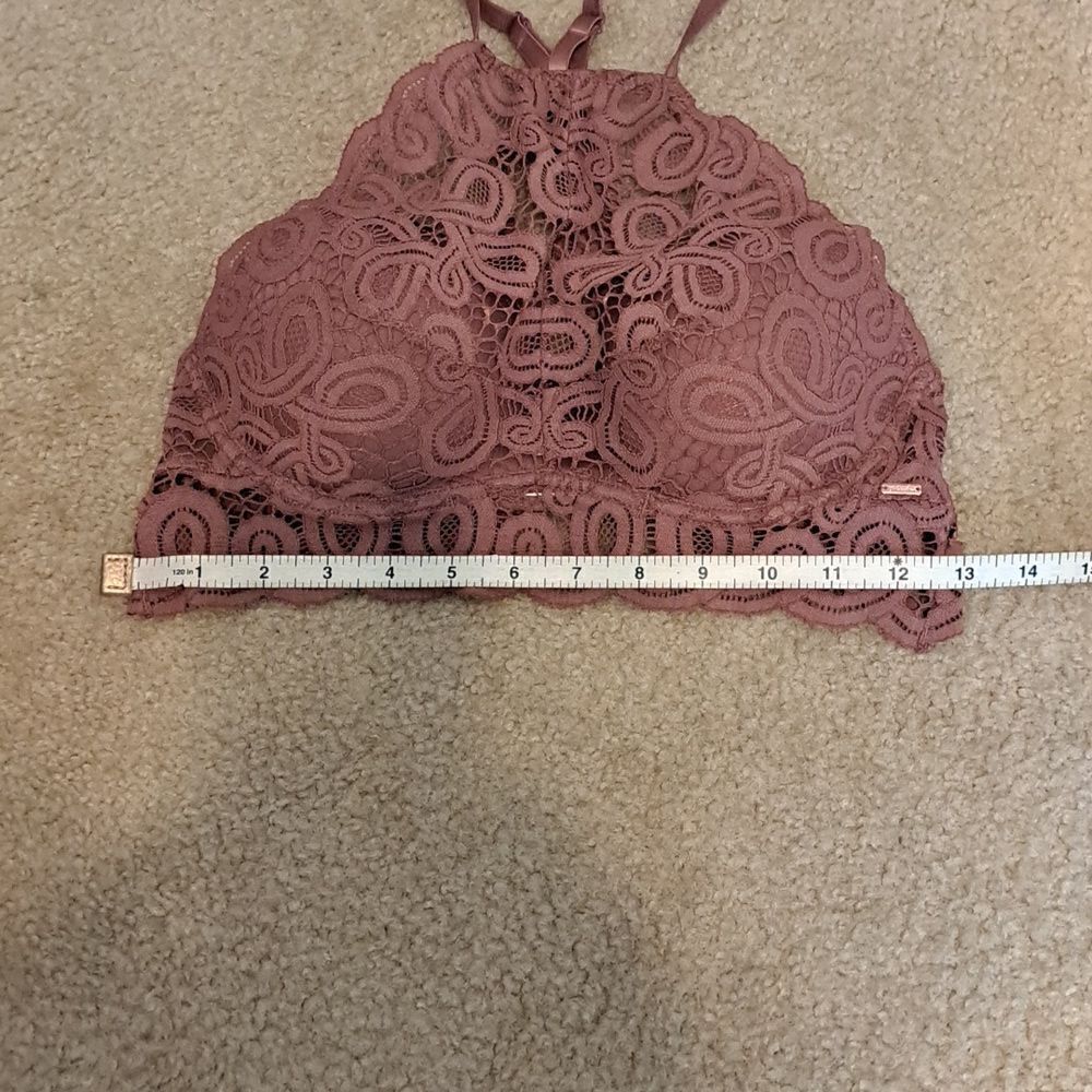 Pink Victorias Secret Bralette Mauve Lace High Neck Underwire Push Up Bra Size S - Picture 9 of 9